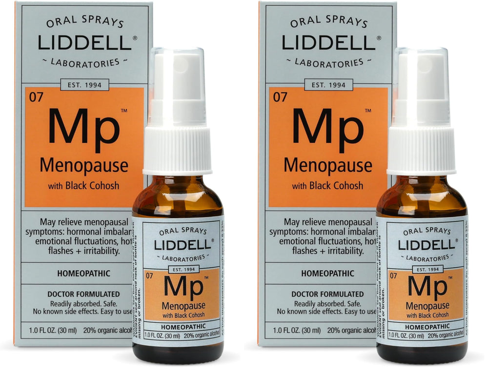 Liddell homeopathic menopause spray bottle front view for natural support.