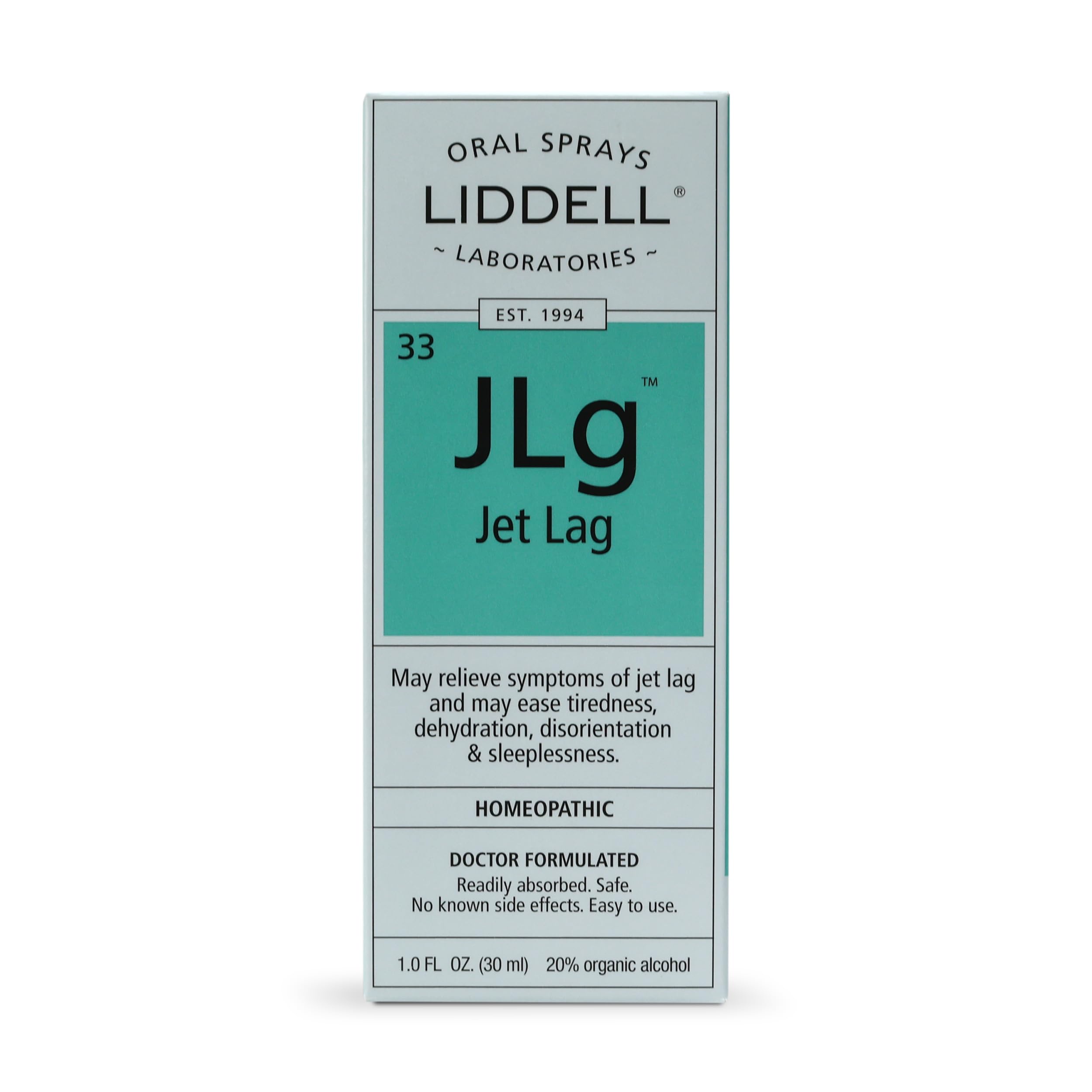 Liddell Jet Lag Remedy packaging box for travel-ready display