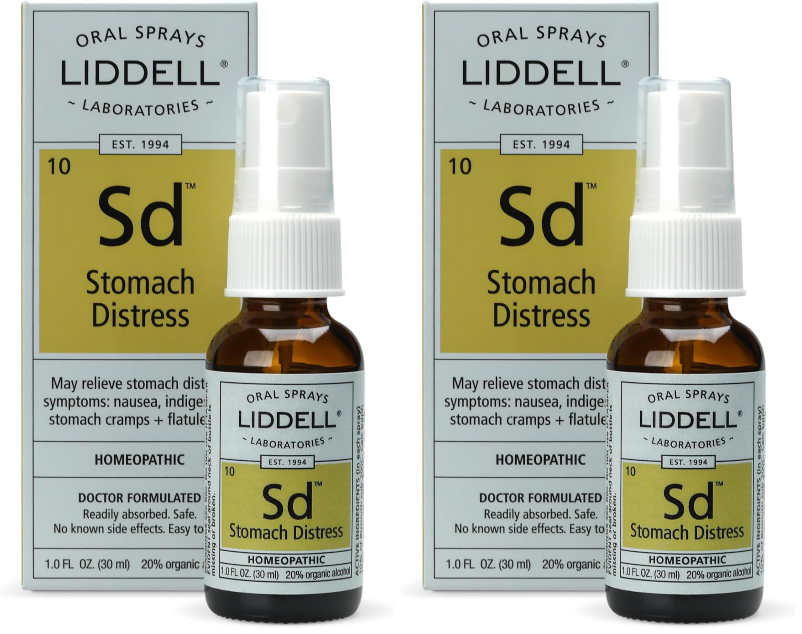 Liddell stomach distress bottle front view for quick reference during use