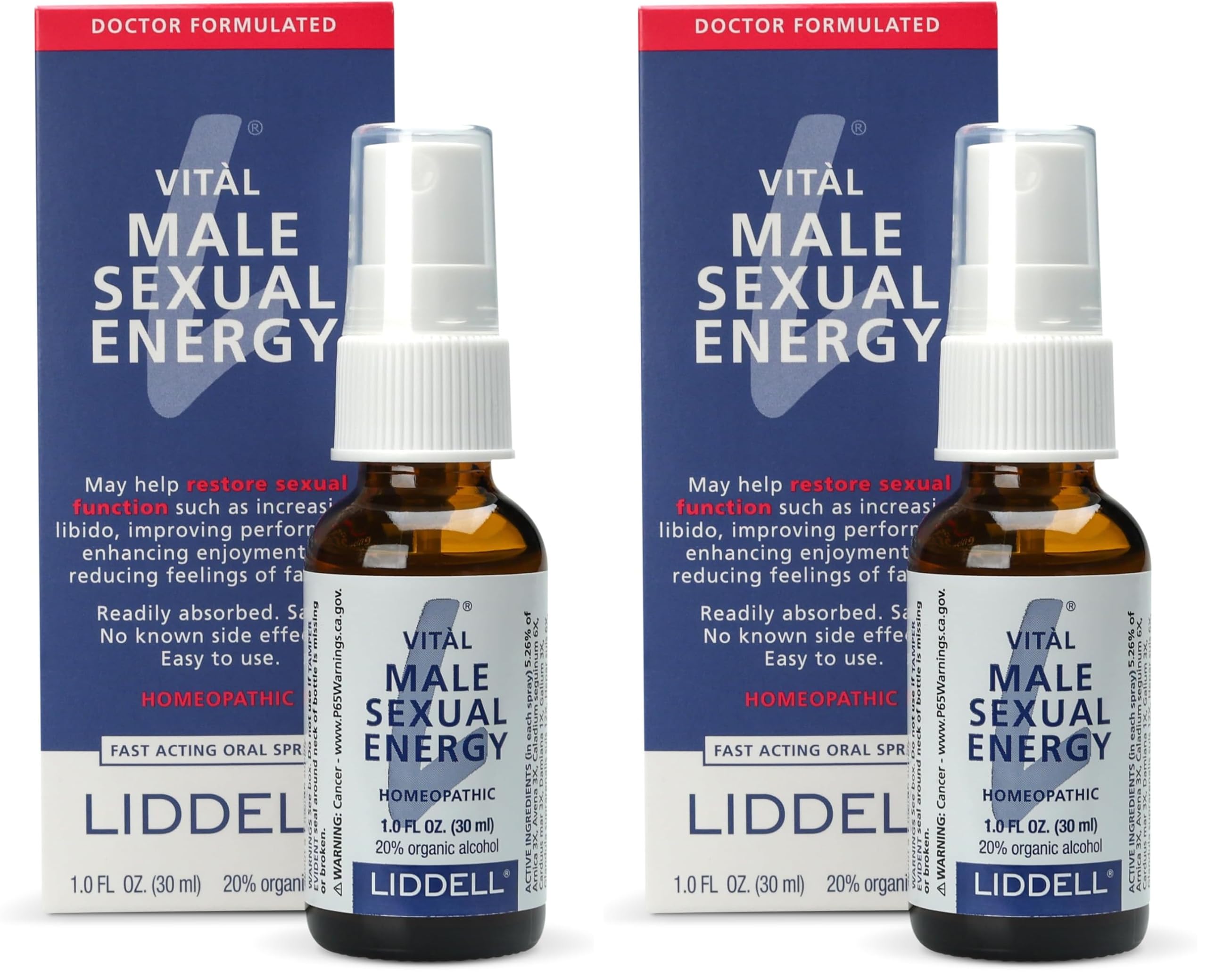 Liddell Vital Male Energy bottle top view showing compact daily-use design.