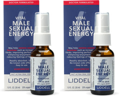 Liddell Vital Male Energy bottle top view showing compact daily-use design.