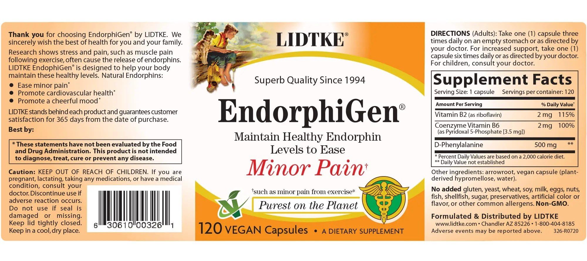 Lidtke Endorphigen bottle top view on clean surface.