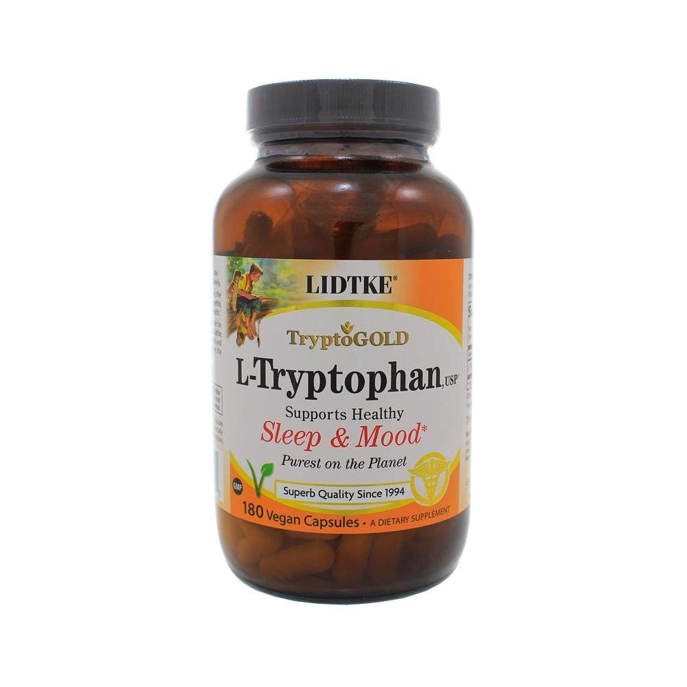 Lidtke L-Tryptophan 500 mg bottle with capsules for restful sleep and mood balance
