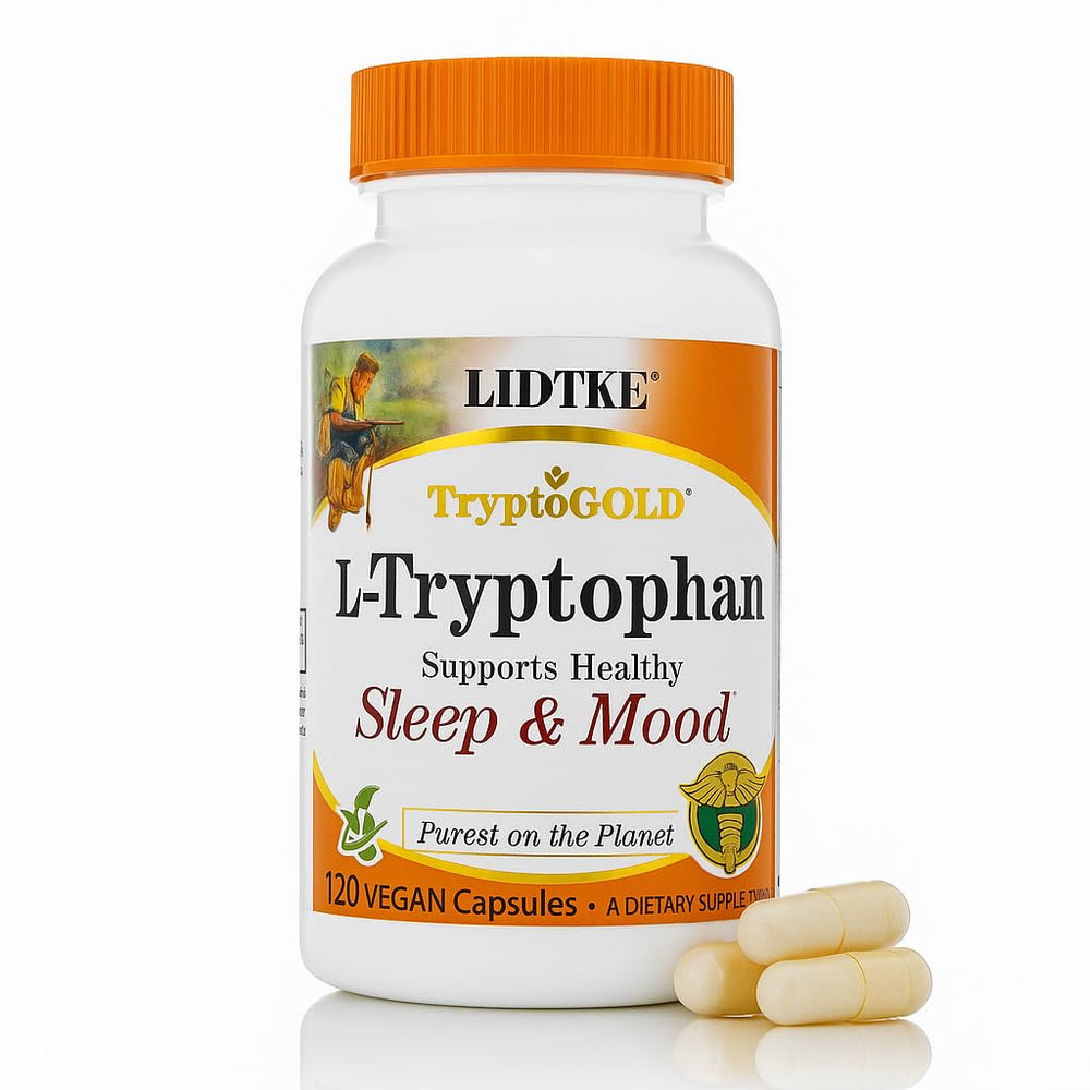 Lidtke L-Tryptophan capsules bottle for daily wellness and easy dosing.