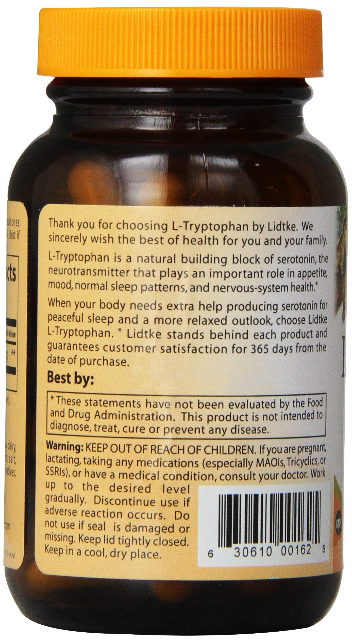 Close-up of Lidtke L-Tryptophan capsules for daily routine support.