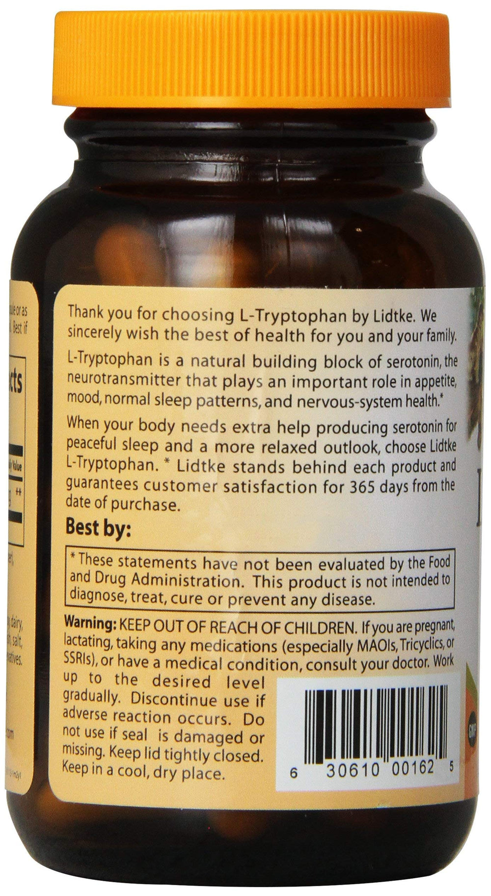 Close-up of Lidtke L-Tryptophan capsules for daily routine support.