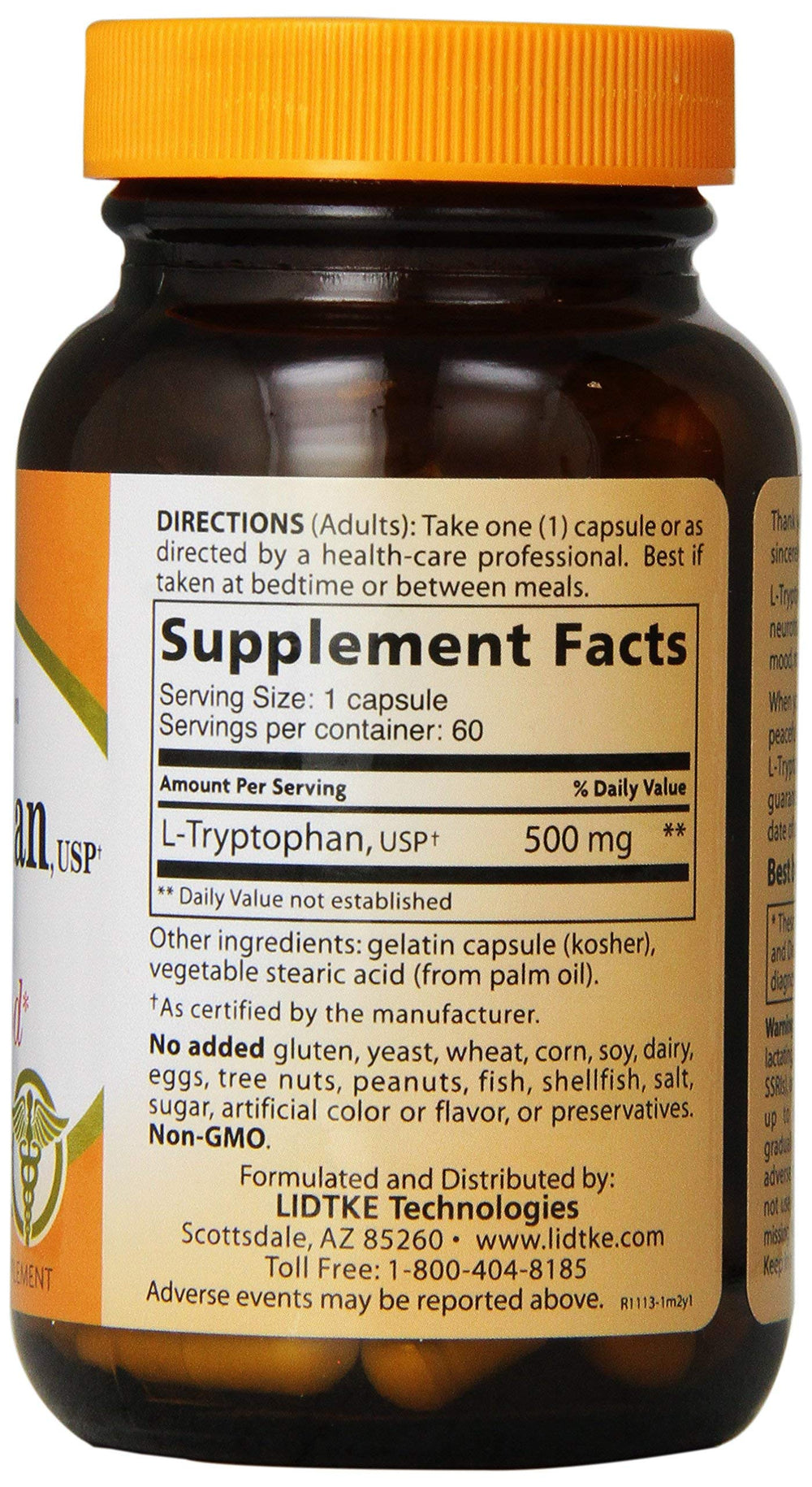Lidtke L-Tryptophan capsules ready for daily use in routine.