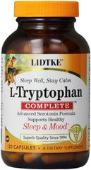 Lidtke L-Tryptophan Complete bottle label shows ingredients and potency for daily wellness