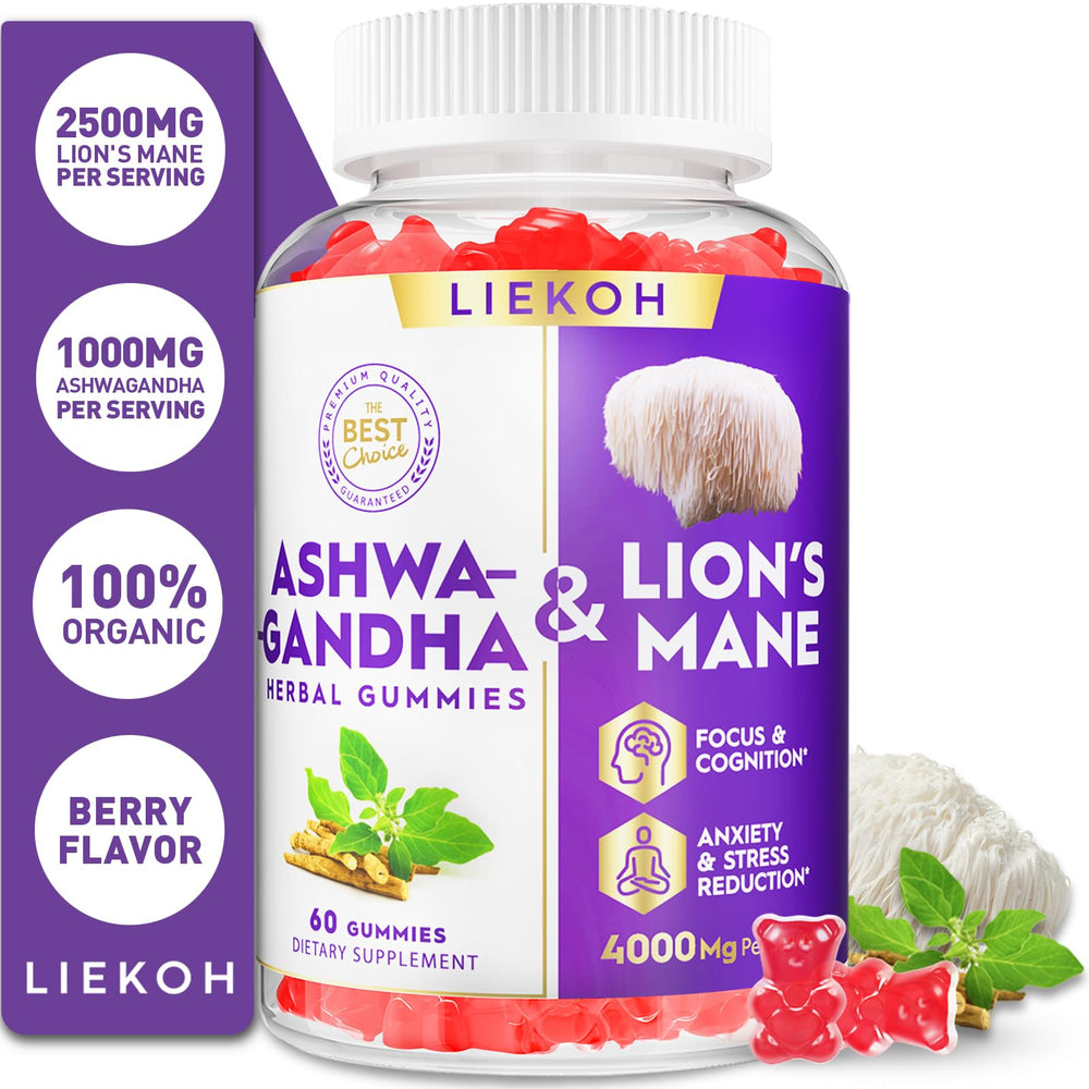 Liekoh Ashwagandha Gummies berry flavor close-up for easy daily wellness.