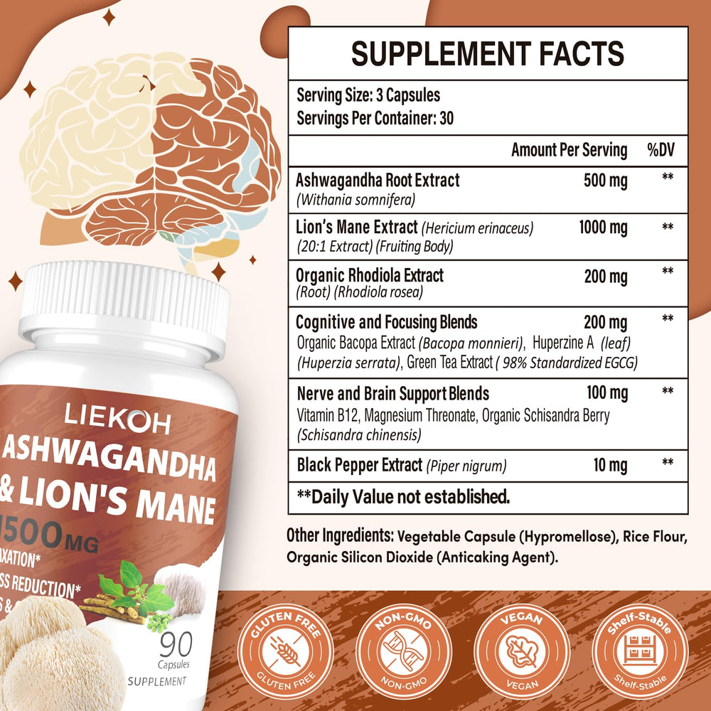 Liekoh capsules arranged for daily focus and calm.