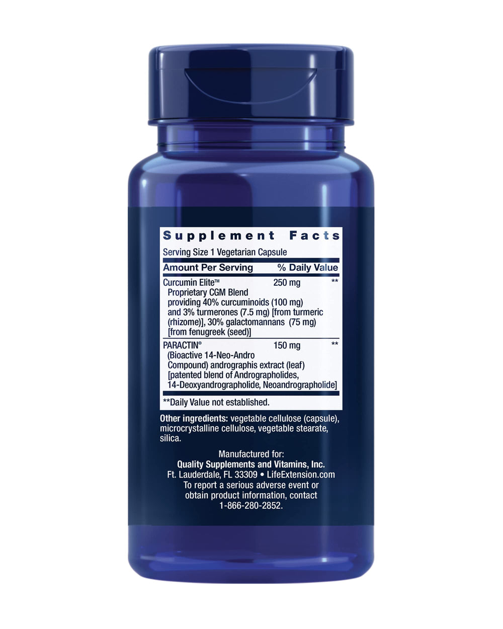 Life Extension Arthro-Immune bottle back displays ingredients and supplement facts for transparency