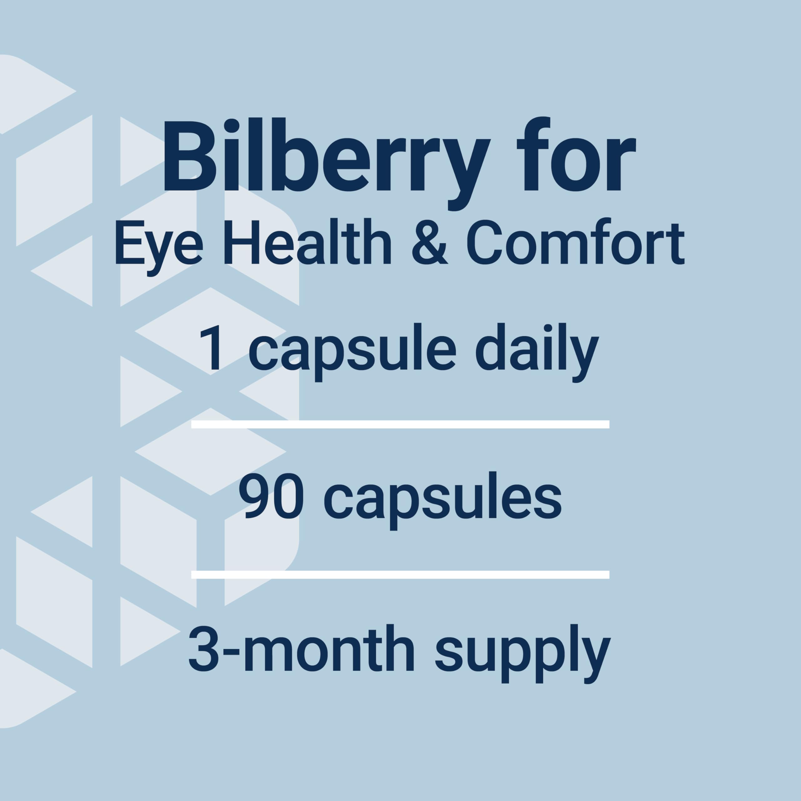 Life Extension Bilberry European Extract 90 capsules indicating a three-month supply