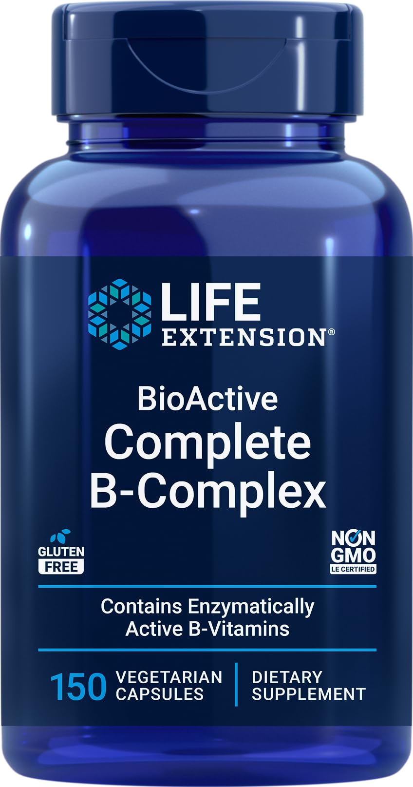 Life Extension BioActive Complete B-Complex bottle showcasing biologically active B vitamins for daily energy support