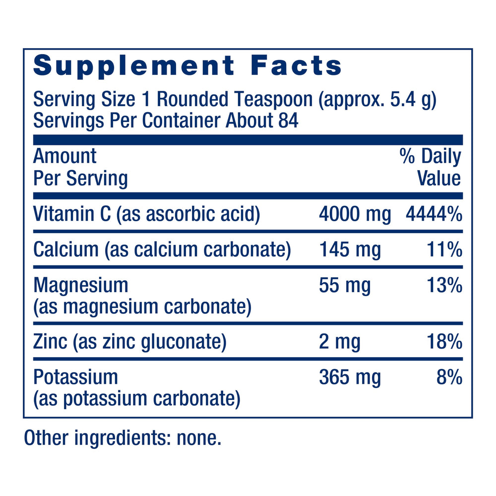 Life Extension Buffered Vitamin C Powder dissolving in water for smooth mixing