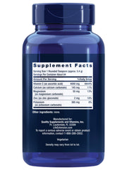 Life Extension Buffered Vitamin C Powder label close-up showing buffering minerals