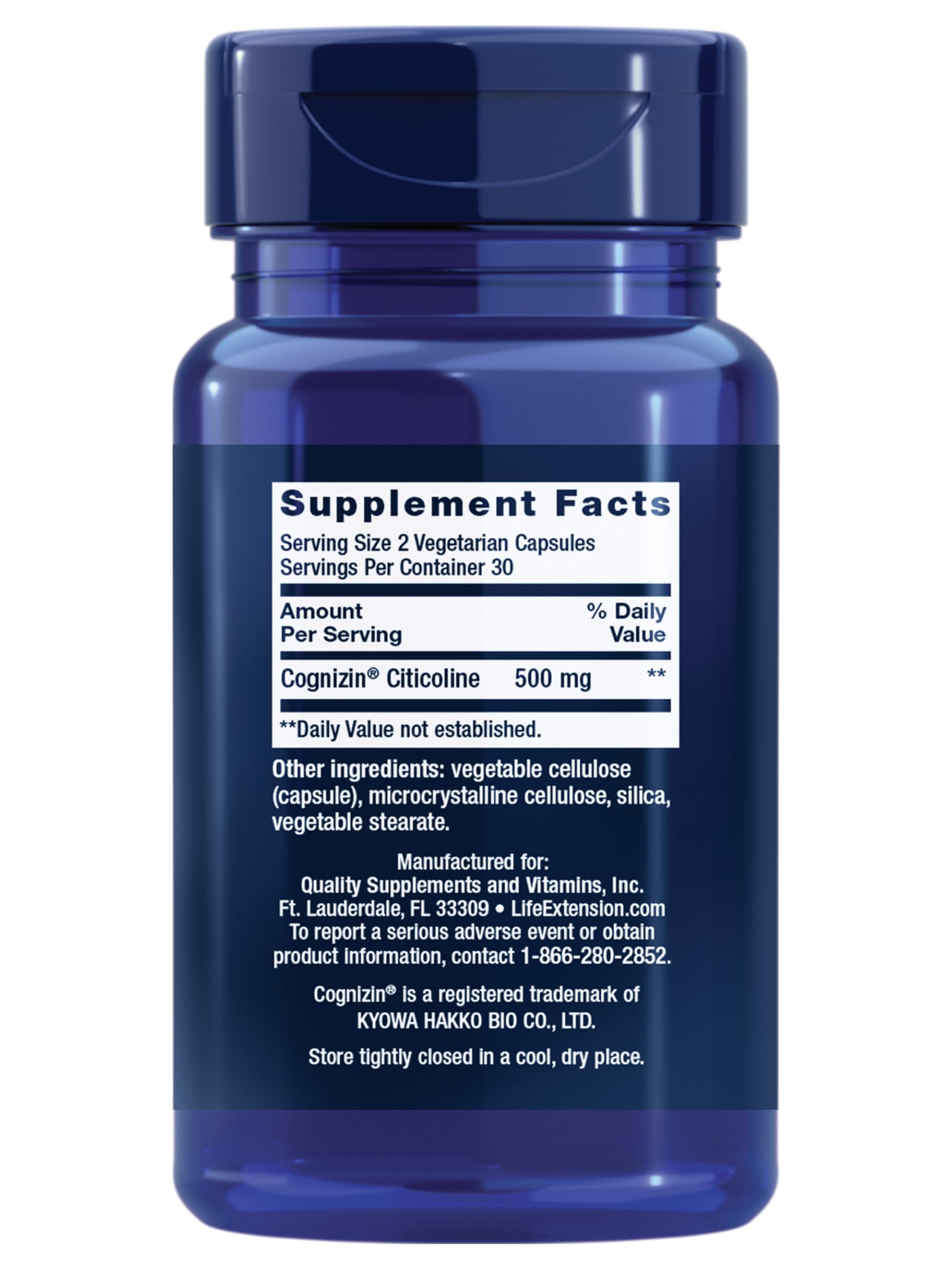 Life Extension Citicoline capsules ready for daily cognitive support