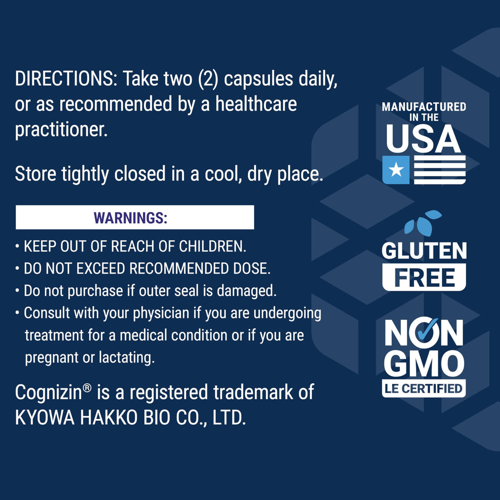 Life Extension Citicoline non-GMO purity emphasized in USA-made production