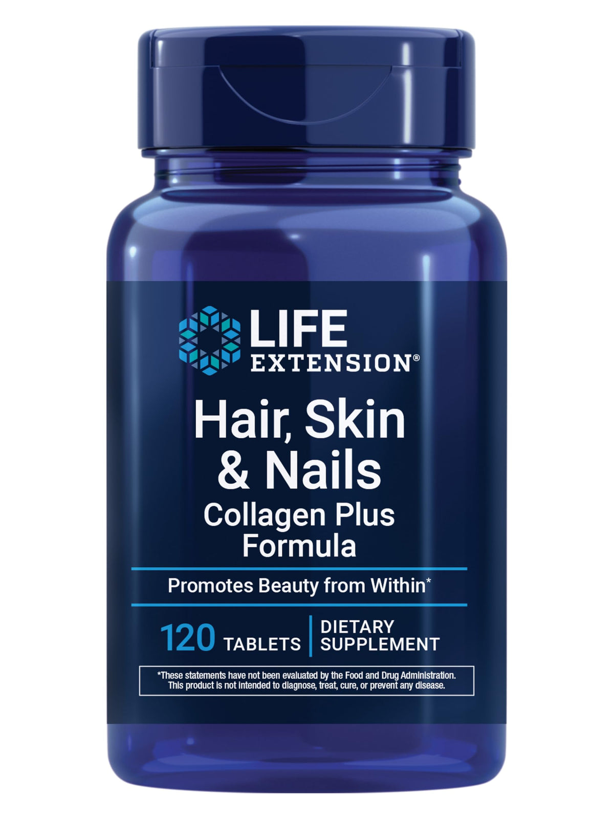 Life Extension Collagen Plus bottle on a clean surface supports daily beauty routines