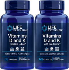 Life Extension D and K with Sea-Iodine bottle promotes bone and vascular health.
