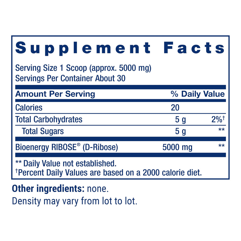 Life Extension D-Ribose Powder dissolves in liquids for quick use.
