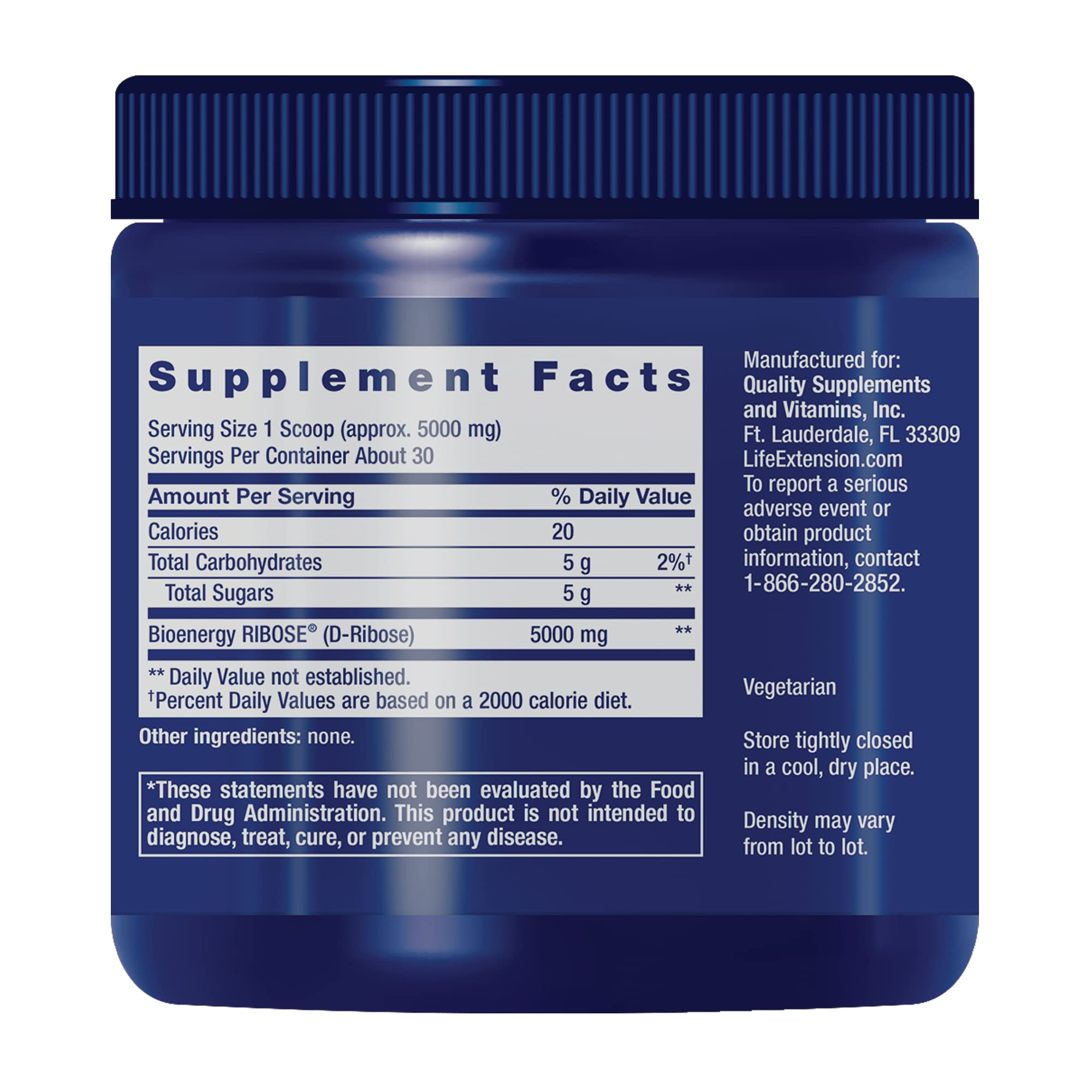 Life Extension D-Ribose Powder scoop dissolves easily for convenient intake with meals.