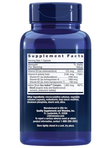 Life Extension D and K capsules close-up highlights capsule shape and surface.