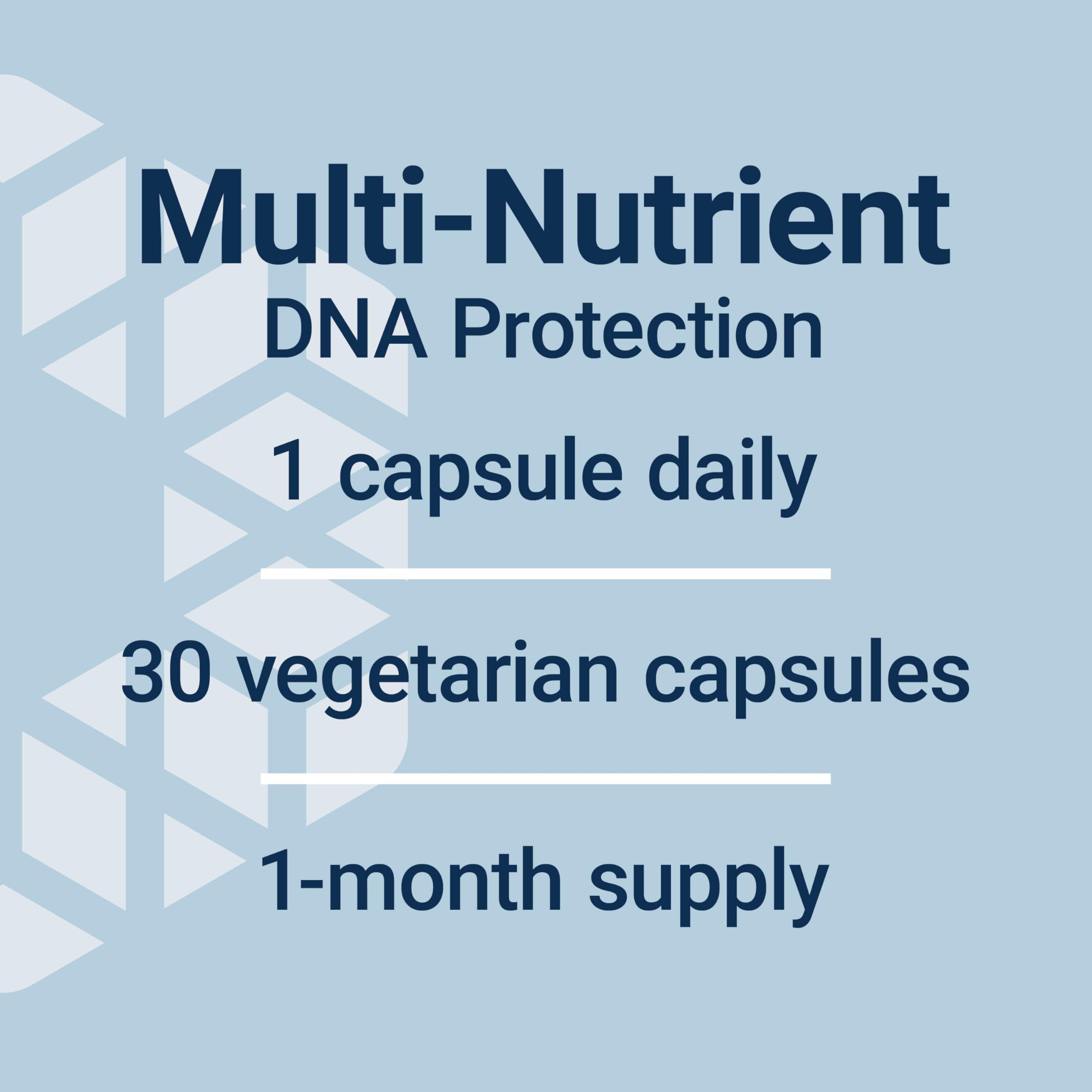 Life Extension DNA Protection Formula ingredients panel shows zinc and chlorophyllin.