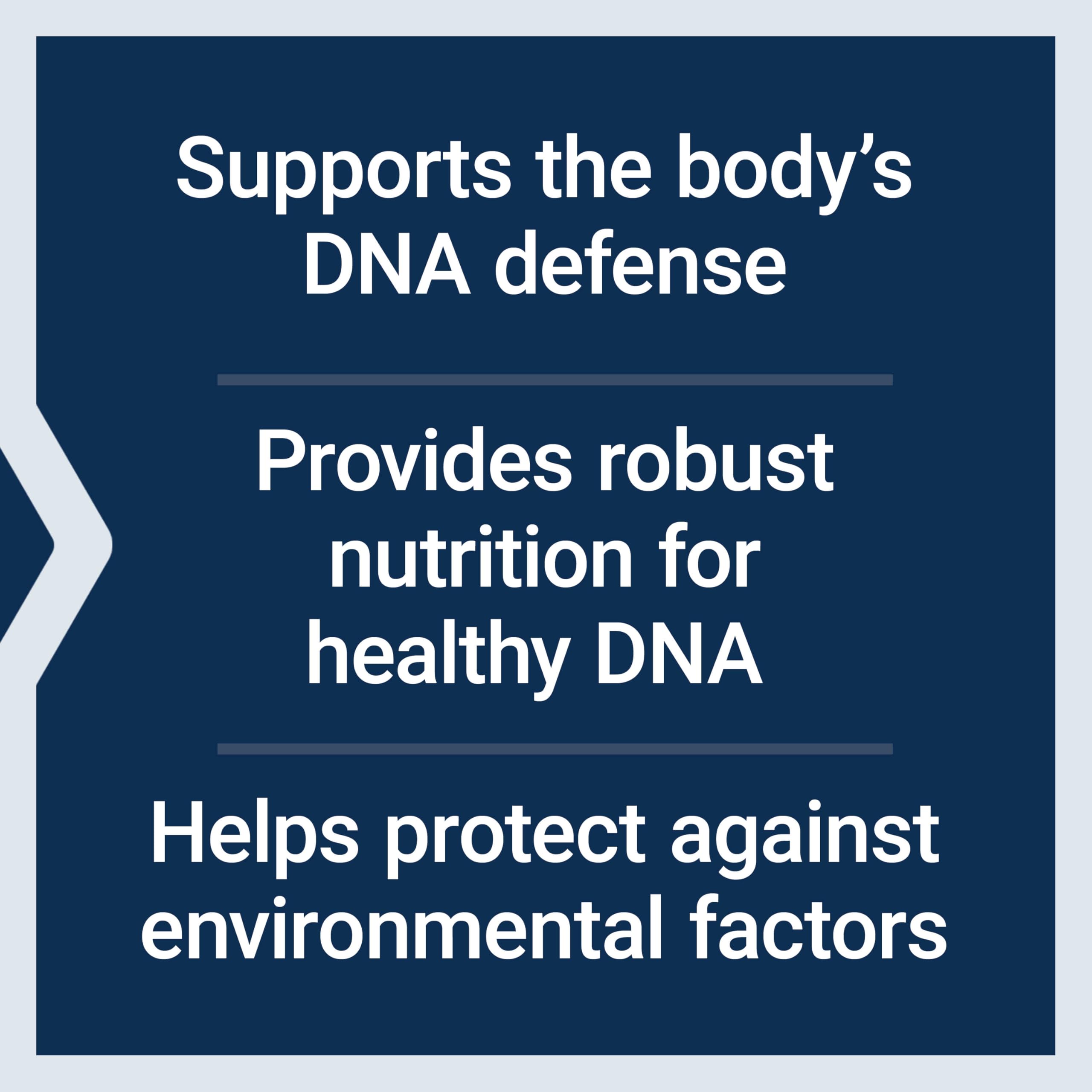 Life Extension DNA Protection label view noting gluten-free and non-GMO attributes.