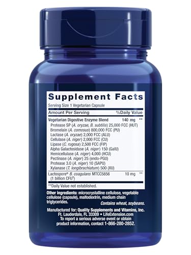 Life Extension Enhanced Super Digestive Enzymes caplets closeup highlights vegetarian, non-GMO formulation.