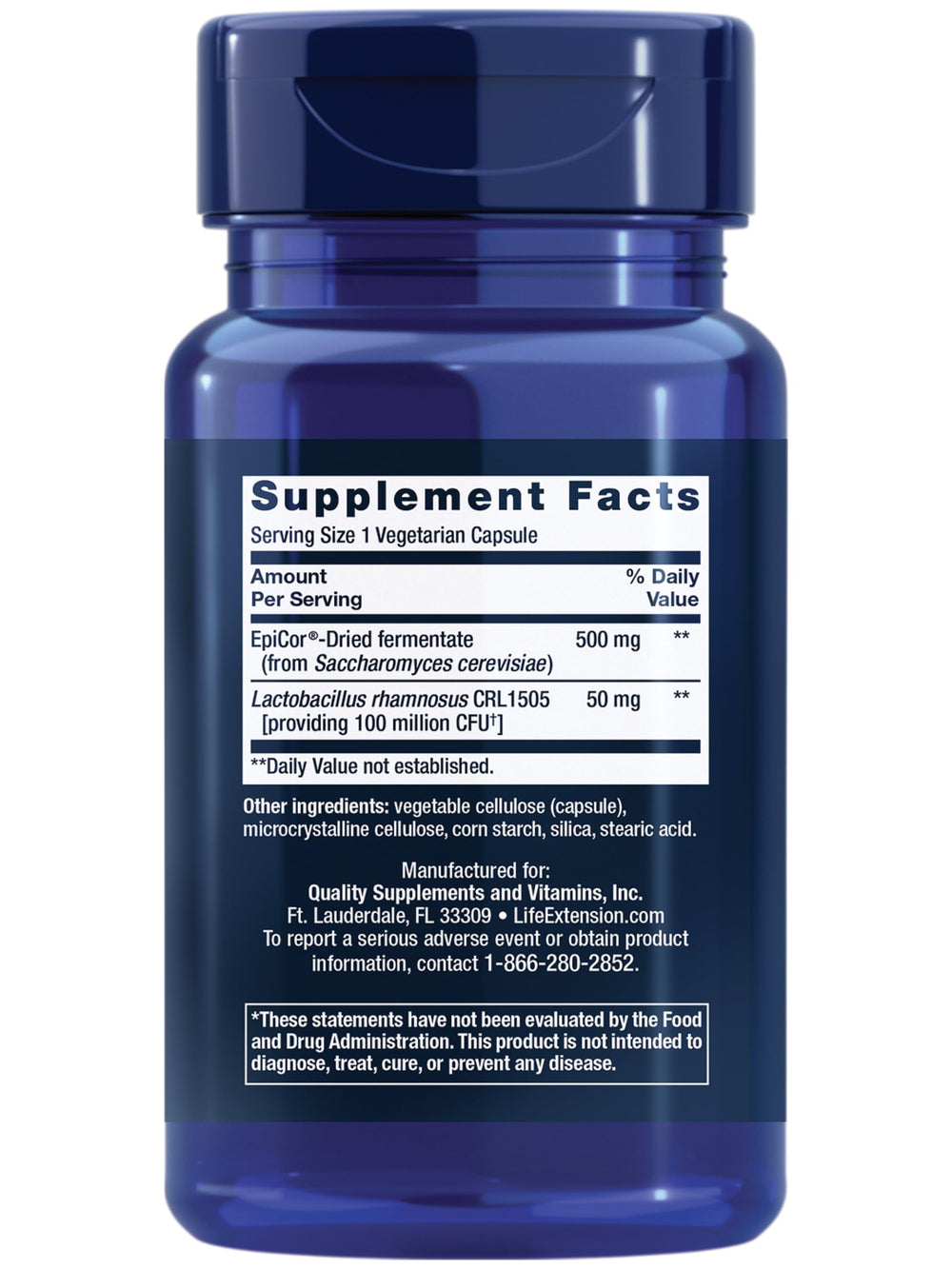 Life Extension FlorAssist Immune & Nasal Defense label highlighting key ingredients