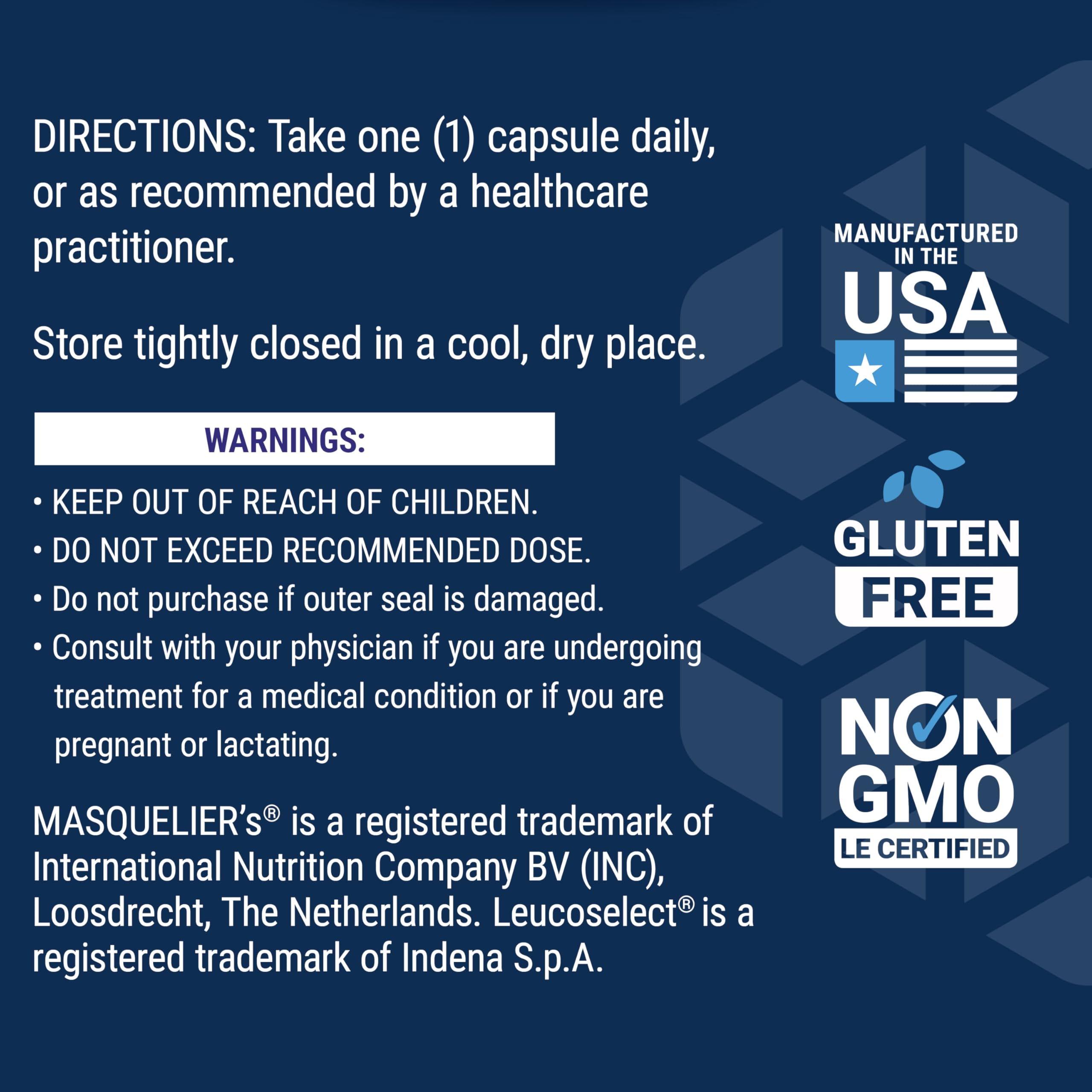 Life Extension Grapeseed Extract features label noting non-GMO quality.