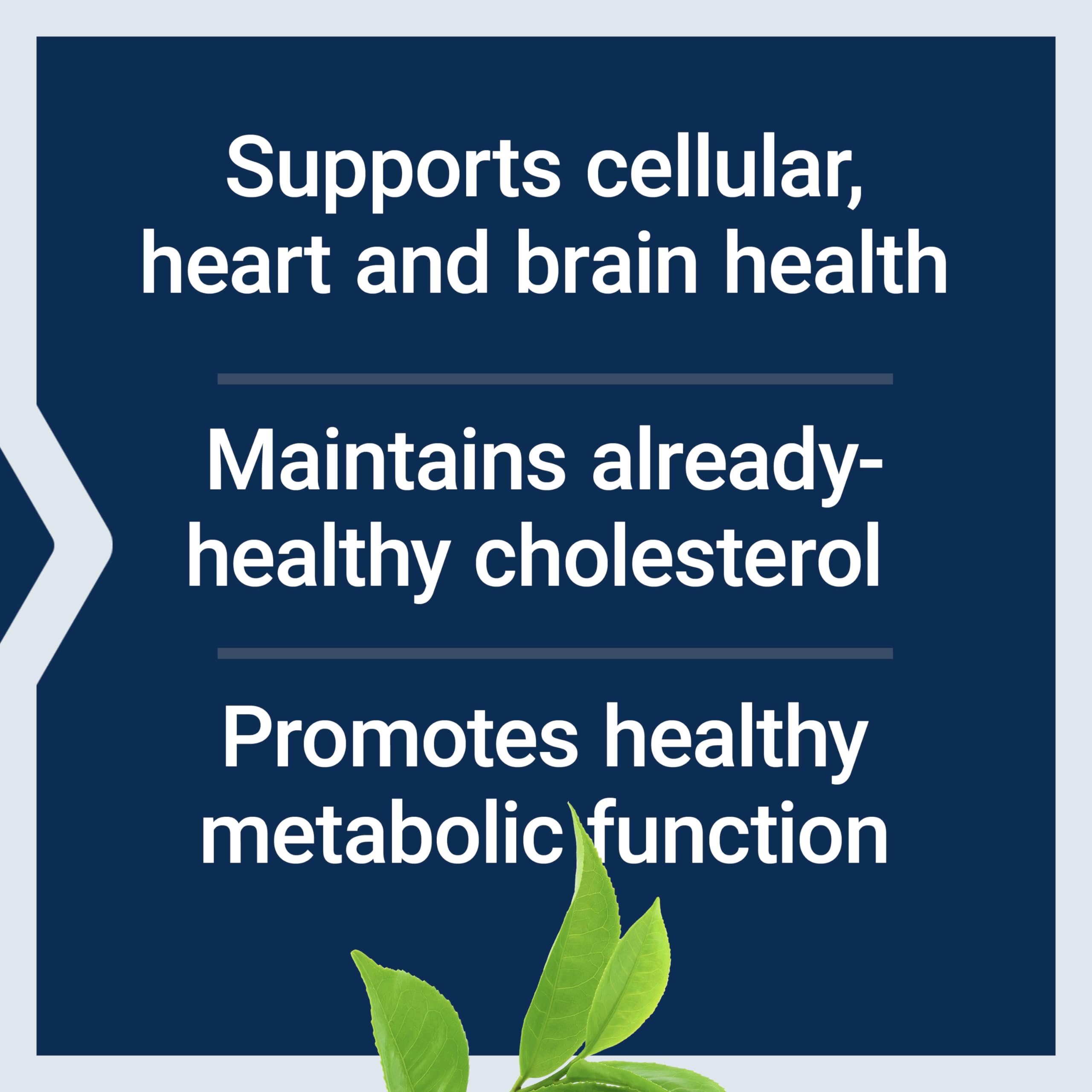 Life Extension green tea leaves with a cup emphasize caffeine-free option