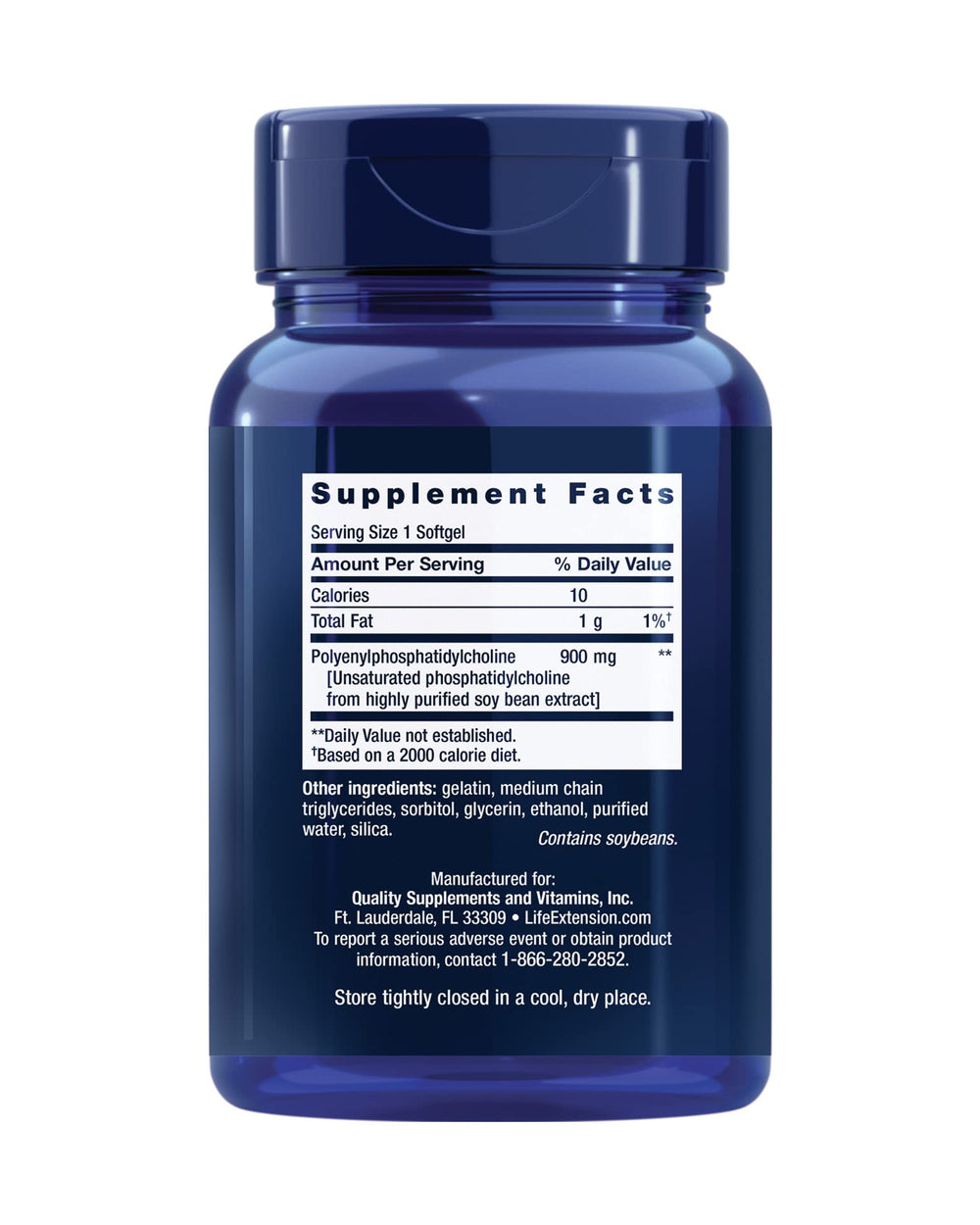 Life Extension HepatoPro label highlights PPC content and gluten-free formula.