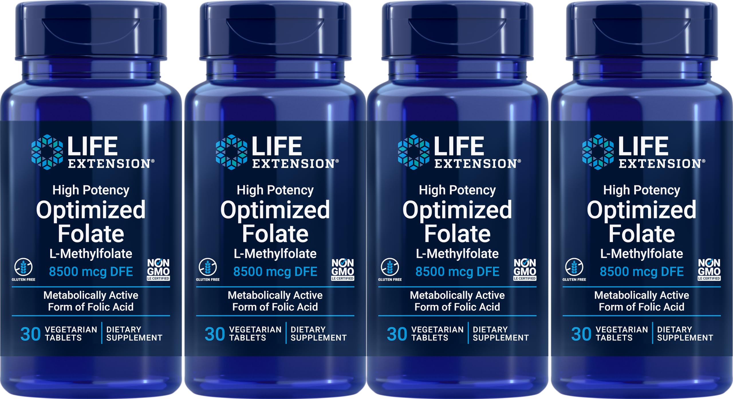 Life Extension High Potency Optimized Folate bottle for daily folate support.
