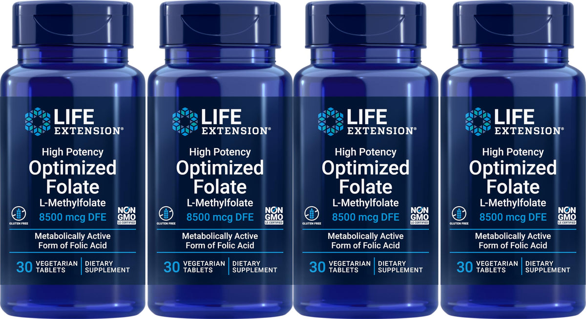 Life Extension High Potency Optimized Folate bottle for daily folate support.