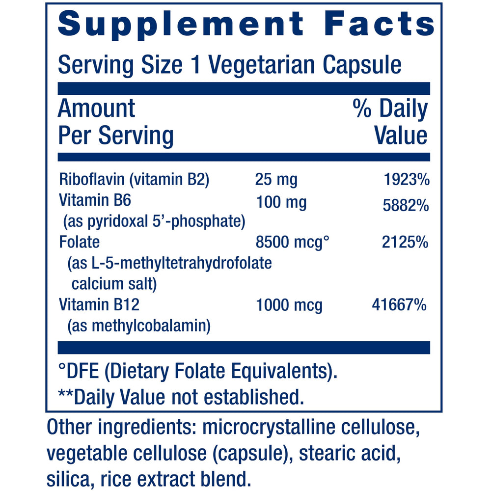 Life Extension Homocysteine Resist label view highlights B vitamins for heart and brain health.