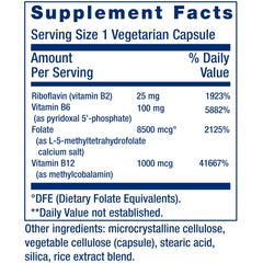 Life Extension Homocysteine Resist label view highlights B vitamins for heart and brain health.