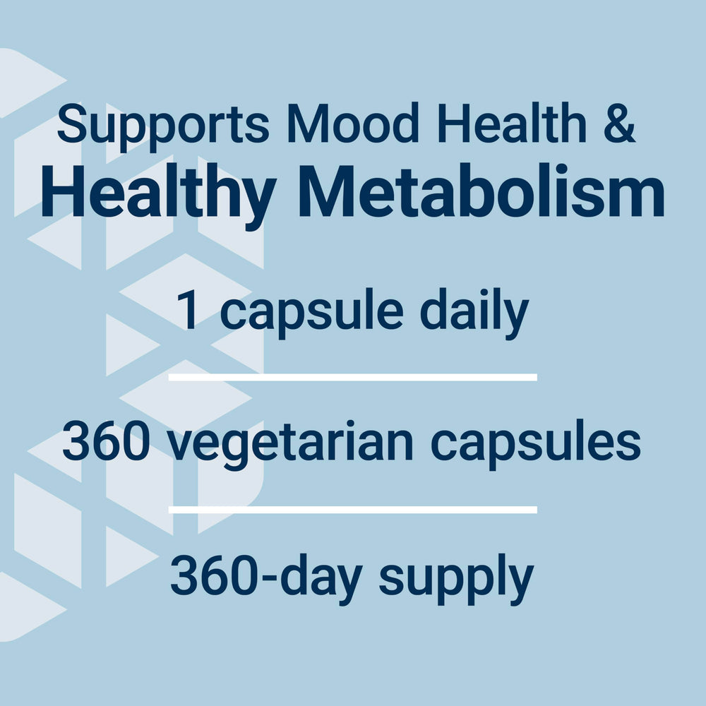 Life Extension Inositol capsules displayed beside fresh fruits for metabolic balance.