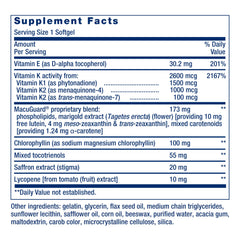 Life Extension Vitamin K1 and K2 complex capsules promoting balanced calcium support.