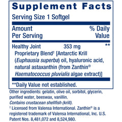 Life Extension Krill Healthy Joint Formula softgels close-up highlights easy-to-swallow capsules.