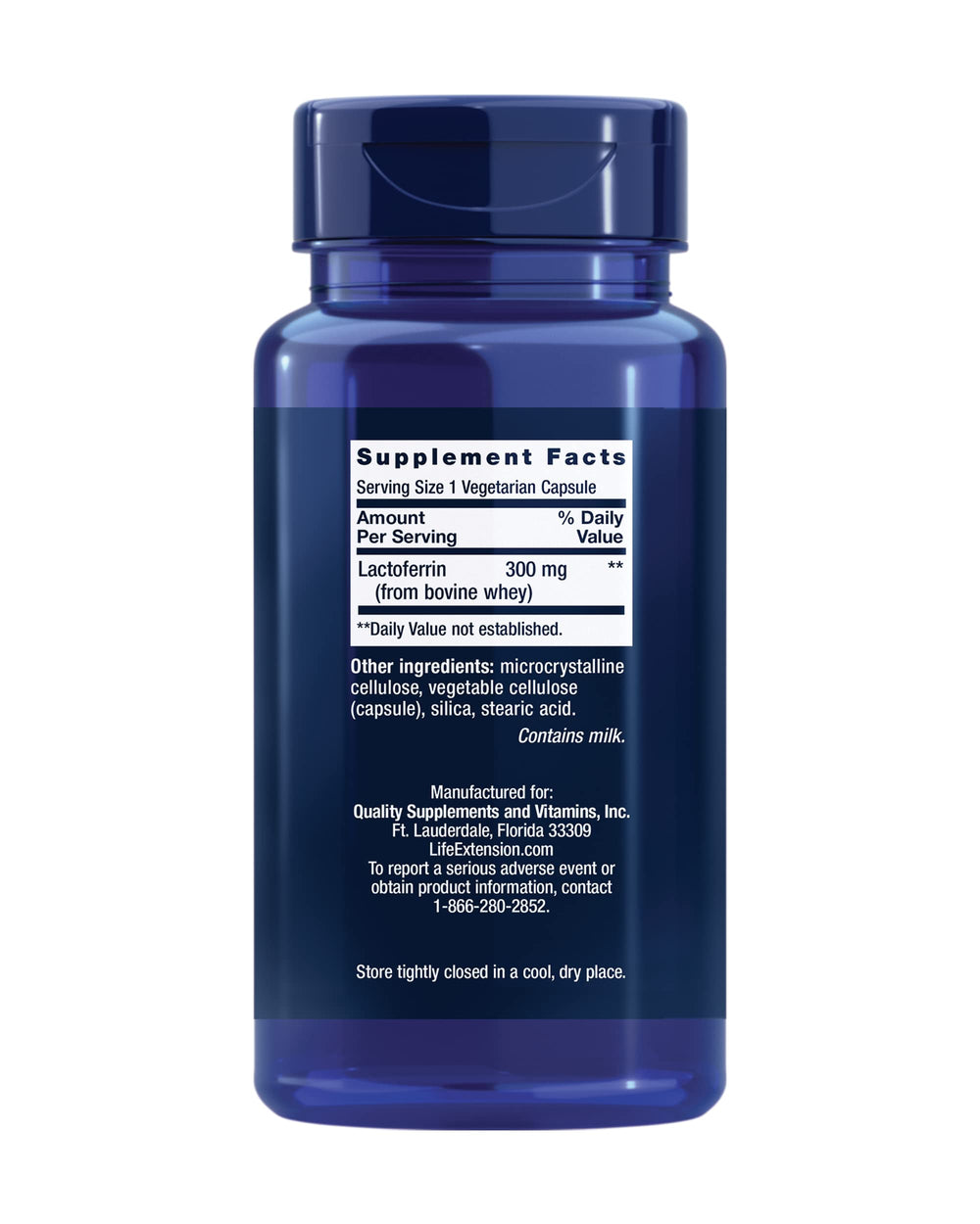 Life Extension Lactoferrin Caps capsules in hand for easy daily use