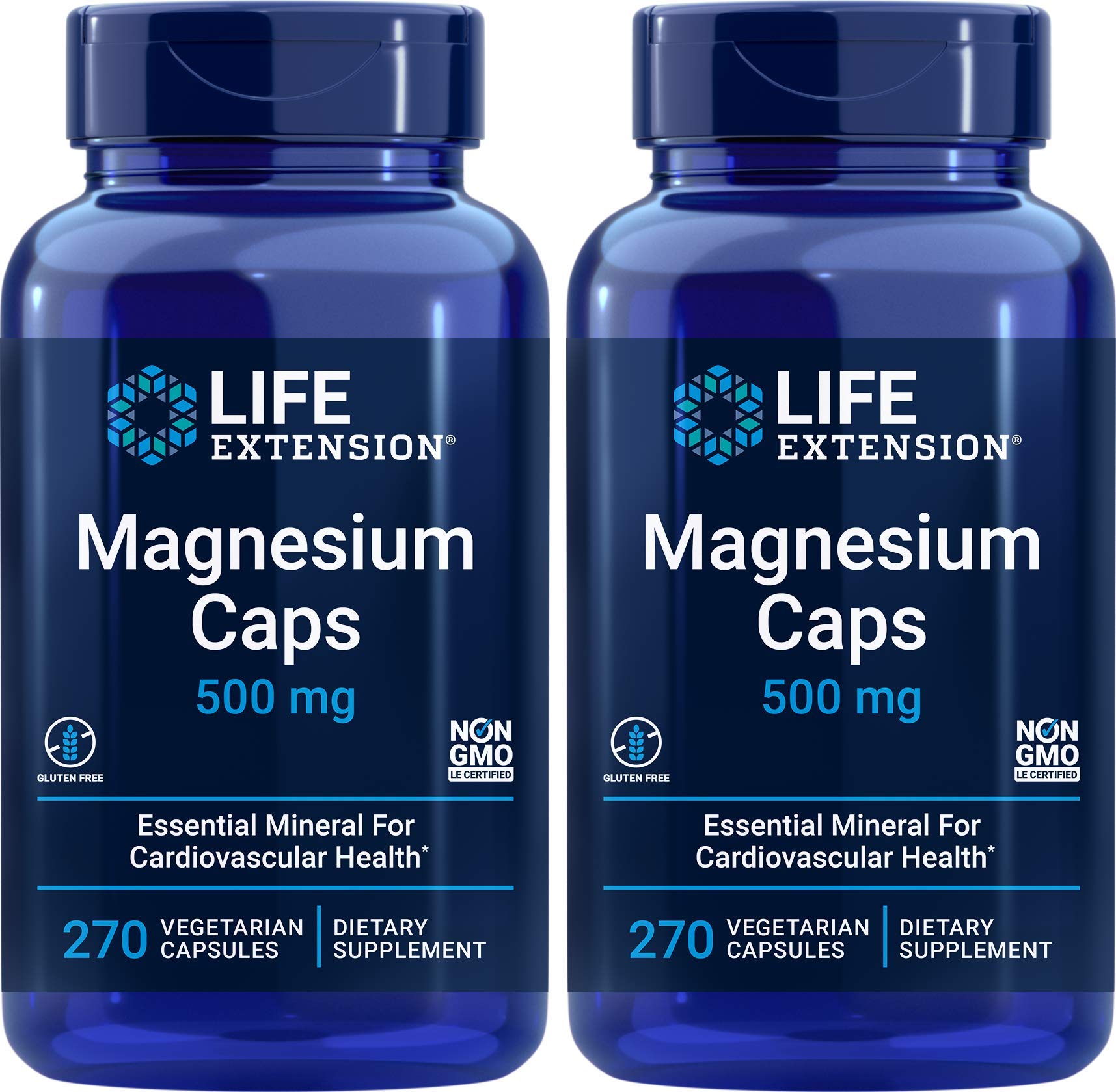 Life Extension Magnesium Caps 500mg bottle for daily wellness support.