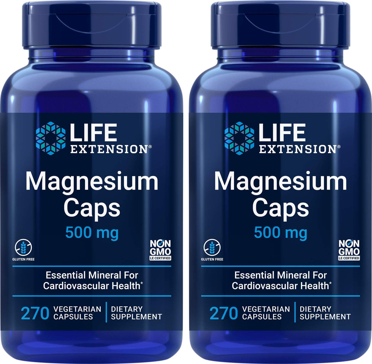 Life Extension Magnesium Caps 500mg bottle for daily wellness support.