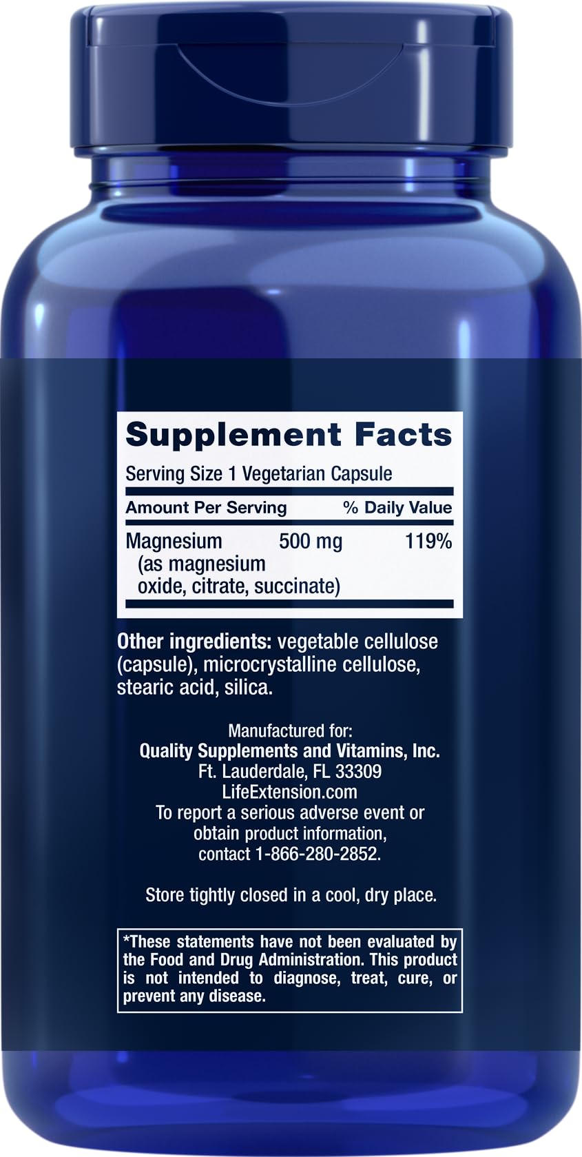 Life Extension Magnesium Caps capsules close-up for easy daily intake.