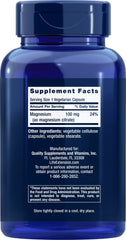 Life Extension Magnesium Citrate bottle with 180 vegan capsules on a clean surface