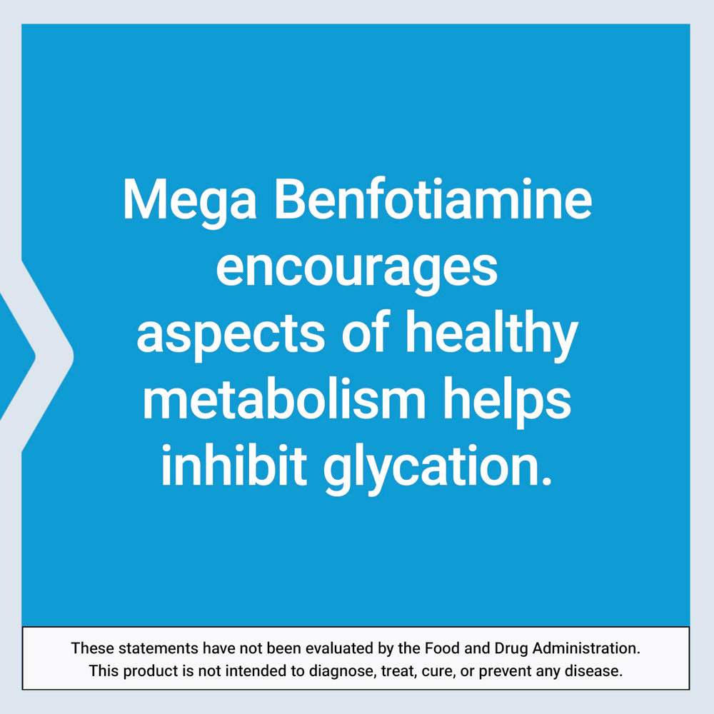 Life Extension Mega Benfotiamine box conveys quality and USA manufacturing.