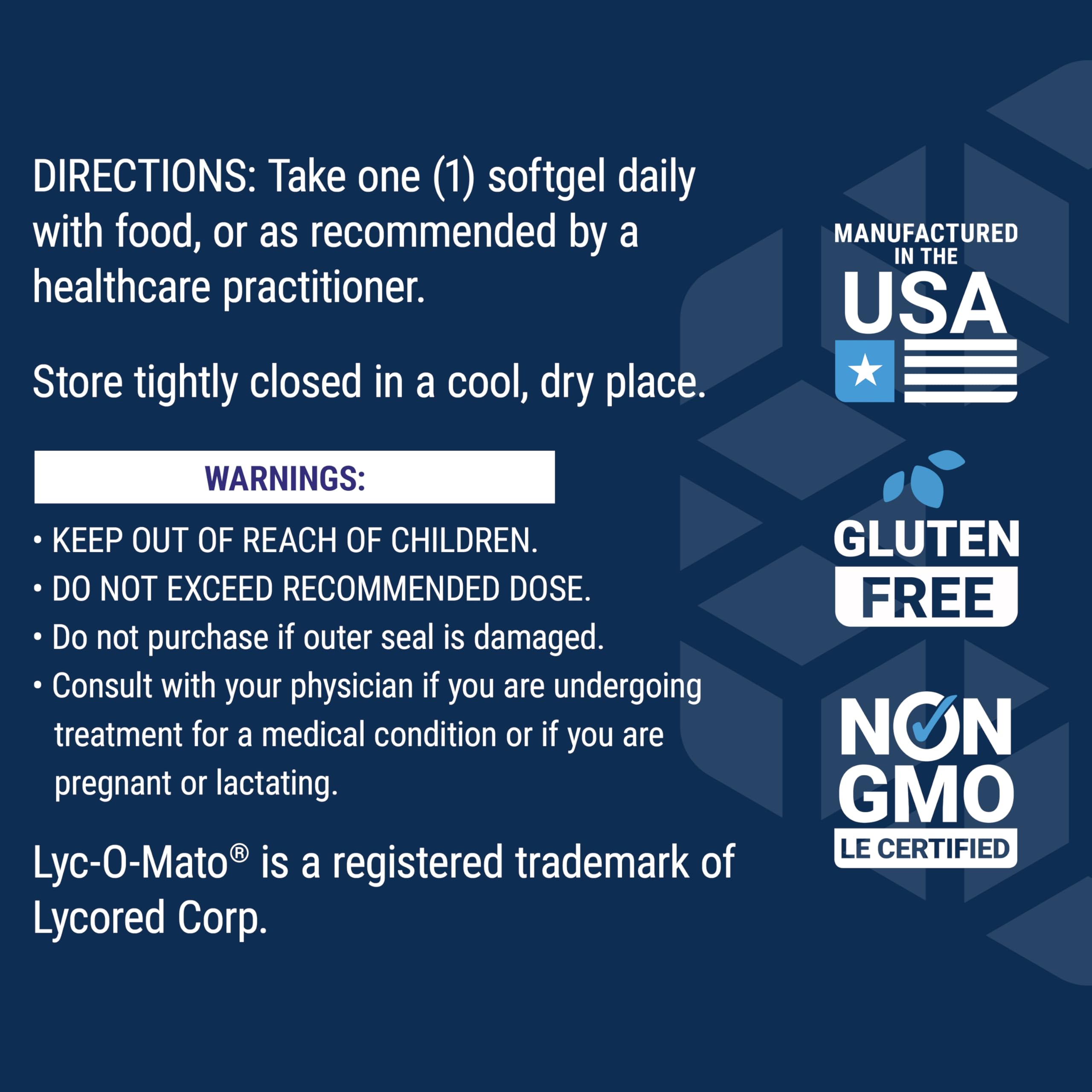 Life Extension Mega Lycopene USA-made stamp emphasizes domestic manufacturing.