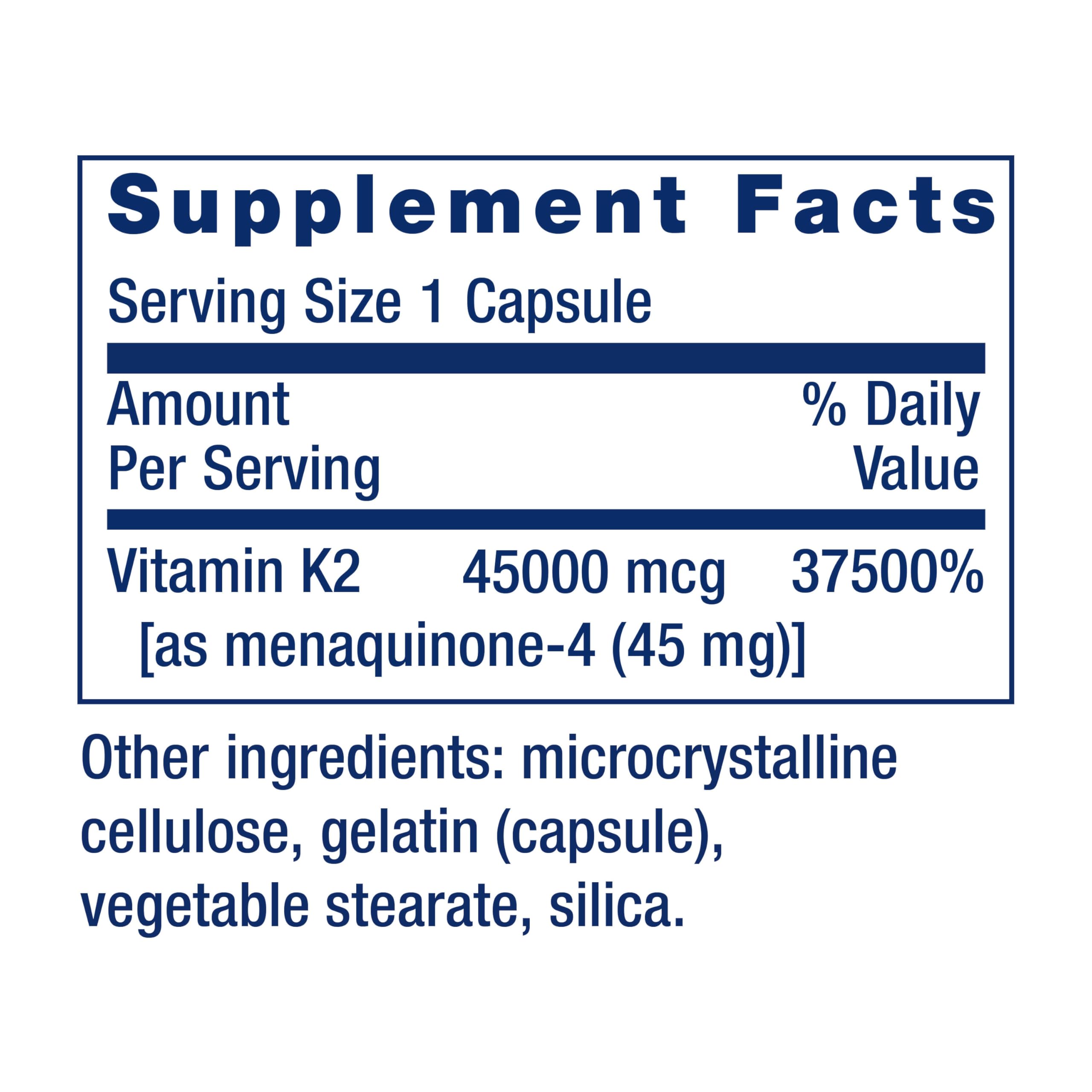 Life Extension Mega Vitamin K2 capsules in their pack for daily use.