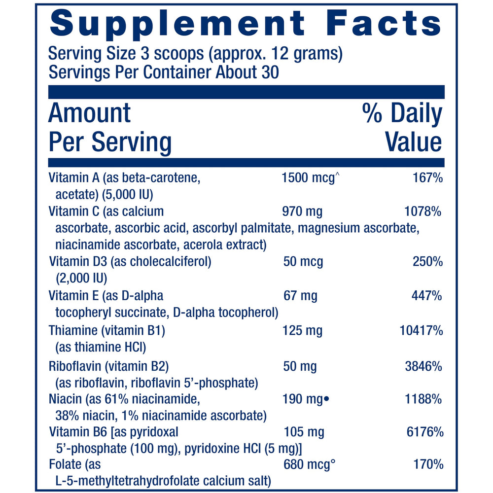 Life Extension Mix Powder label detail highlights nutrients.