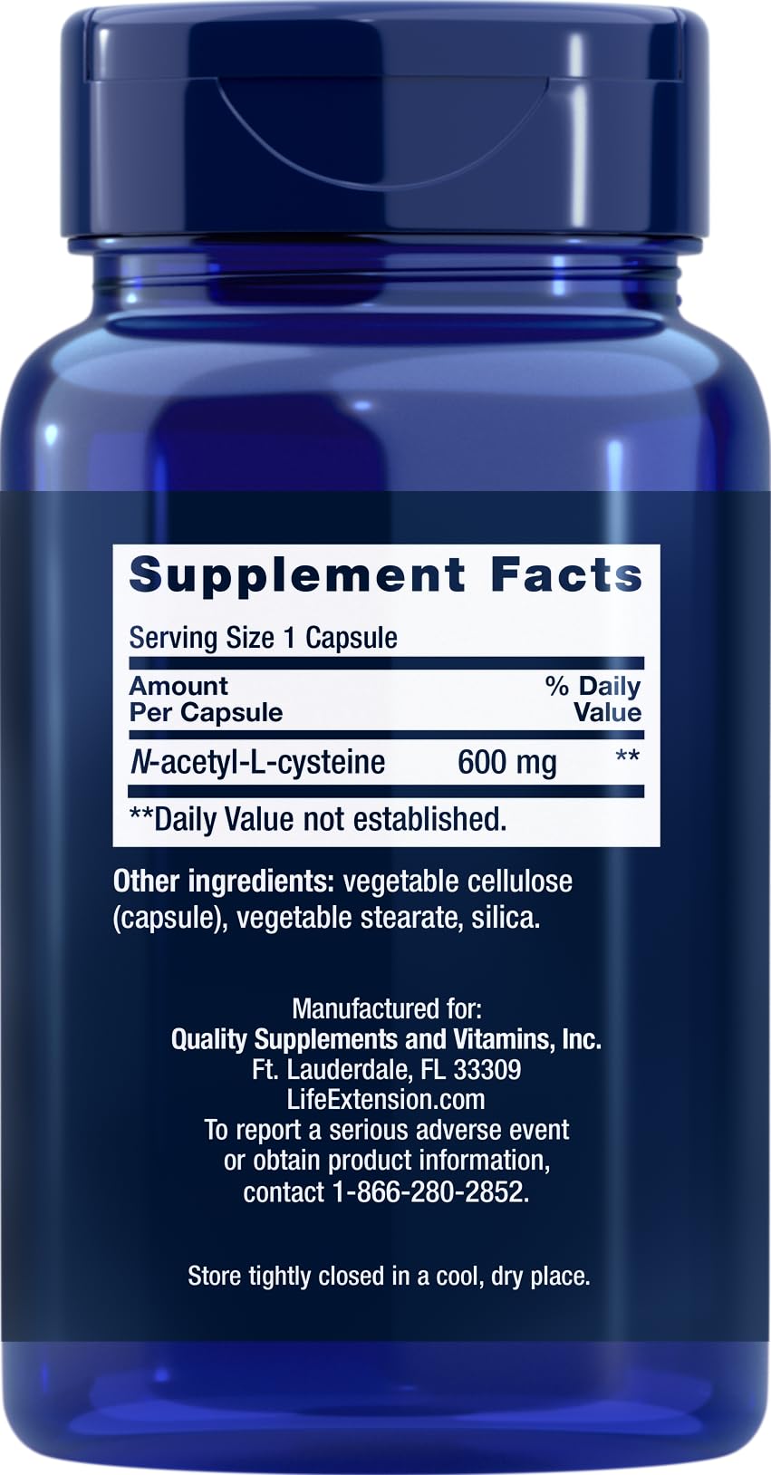 Life Extension NAC 600mg capsules in bottle, ready for daily immune and liver health routines.